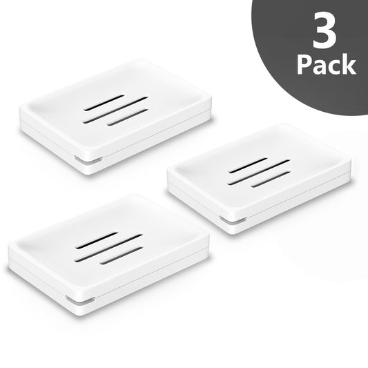 Soap Case Holder with Drain,Detachable for Easy Cleaning,Made of Food-grade ABS Plastic,BPA-Free,Keep Soap Dry and Clean,No More Mushy Soap,Easy to Clean,Set of 3